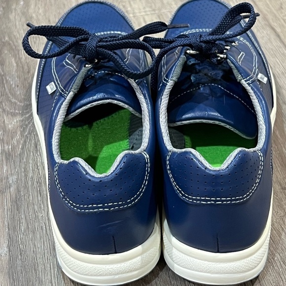 $210 New SAS 9.5 Narrow Women’s Sporty Lux Lace Sneaker Leather Navy Shoe - Picture 6 of 11